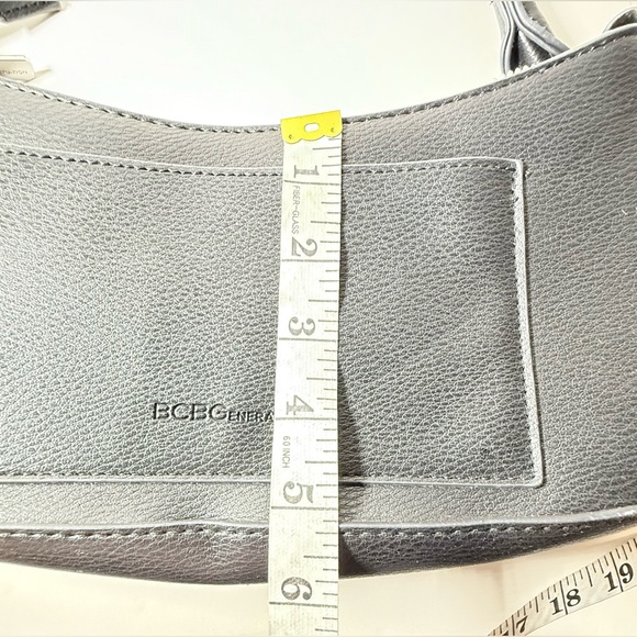 BCBGeneration Black Shoulder Bag Silver Chain Detail Purse - Picture 10 of 11